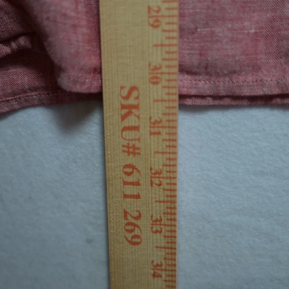 Banana Republic Mens Red 100% Linen Camden Fit Short Sleeve Camp Shirt Large